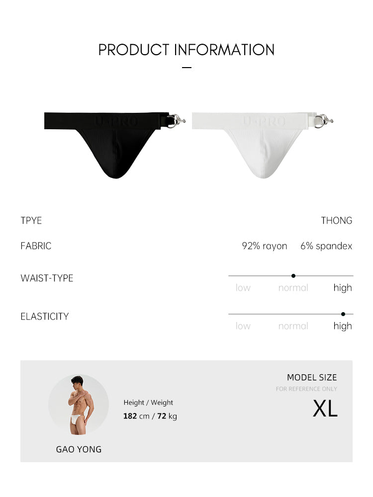 Metal buckle Thong UPRO-047 (Blcak/white)