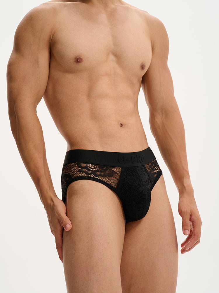 Lace Mesh Briefs UPRO-058 (Black)