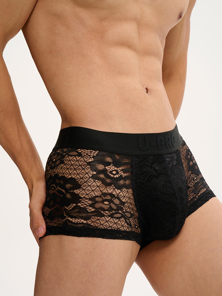Lace Mesh Boxer UPRO-059 (Black)