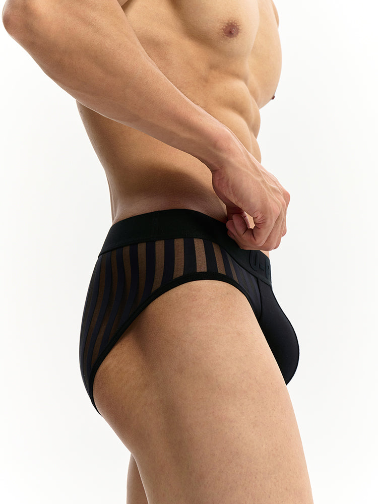 Half transparent stripes Briefs UPRO-064 (Black)