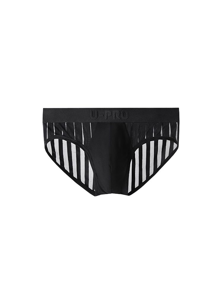 Half transparent stripes Briefs UPRO-064 (Black)