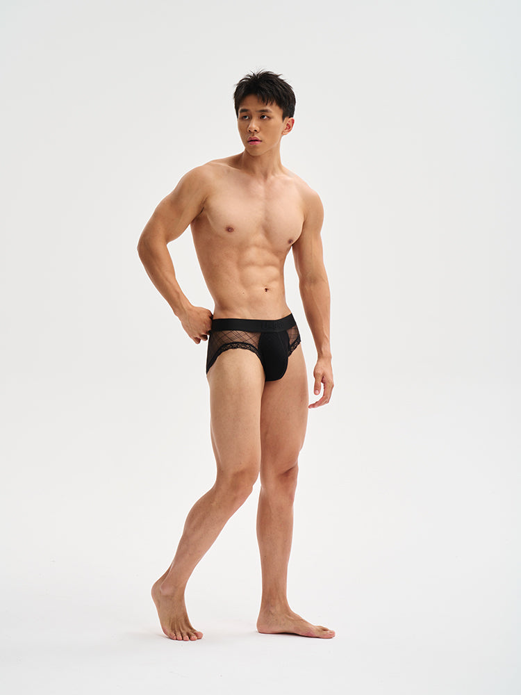 Floral lace Briefs UPRO-071 (Black)