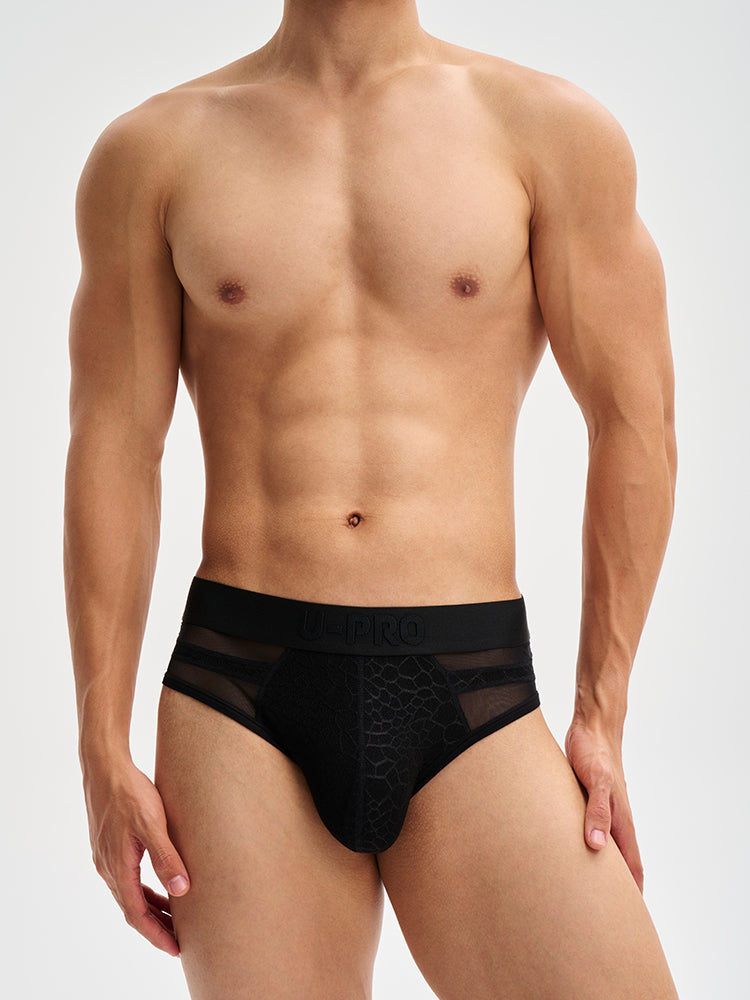 Snake scale lace Briefs UPRO-078 (Black/White)