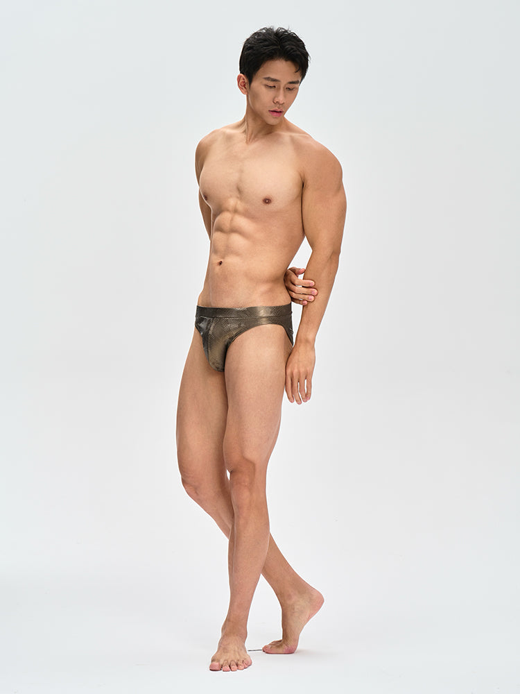 Snake Scale Pattern Briefs UPRO-081 (Black/Gold)