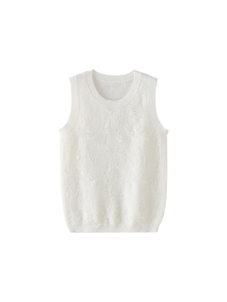 Mohair sleeveless Vest UPRO-1007(White/Pink )