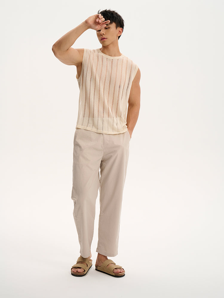 Transparent striped Tank UPRO-1014 (White/Apricot )
