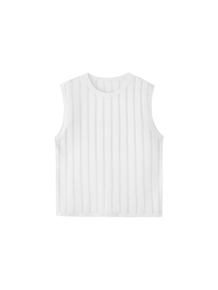 Transparent striped Tank UPRO-1014 (White/Apricot )