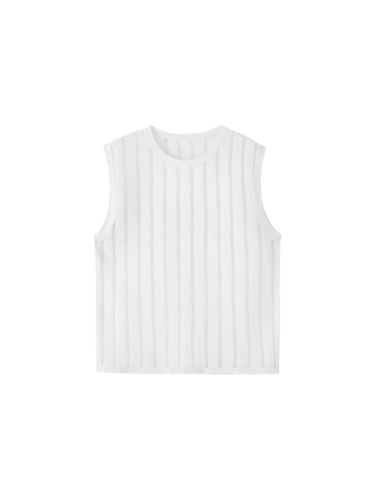 Transparent striped Tank UPRO-1014 (White/Apricot )