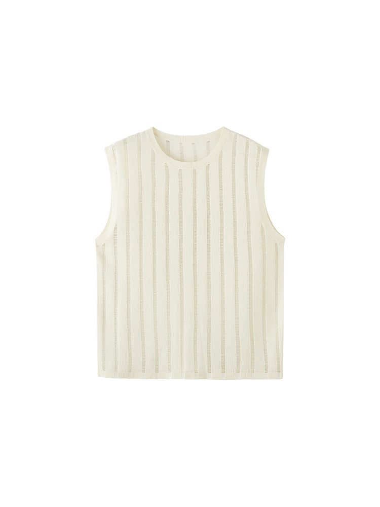 Transparent striped Tank UPRO-1014 (White/Apricot )