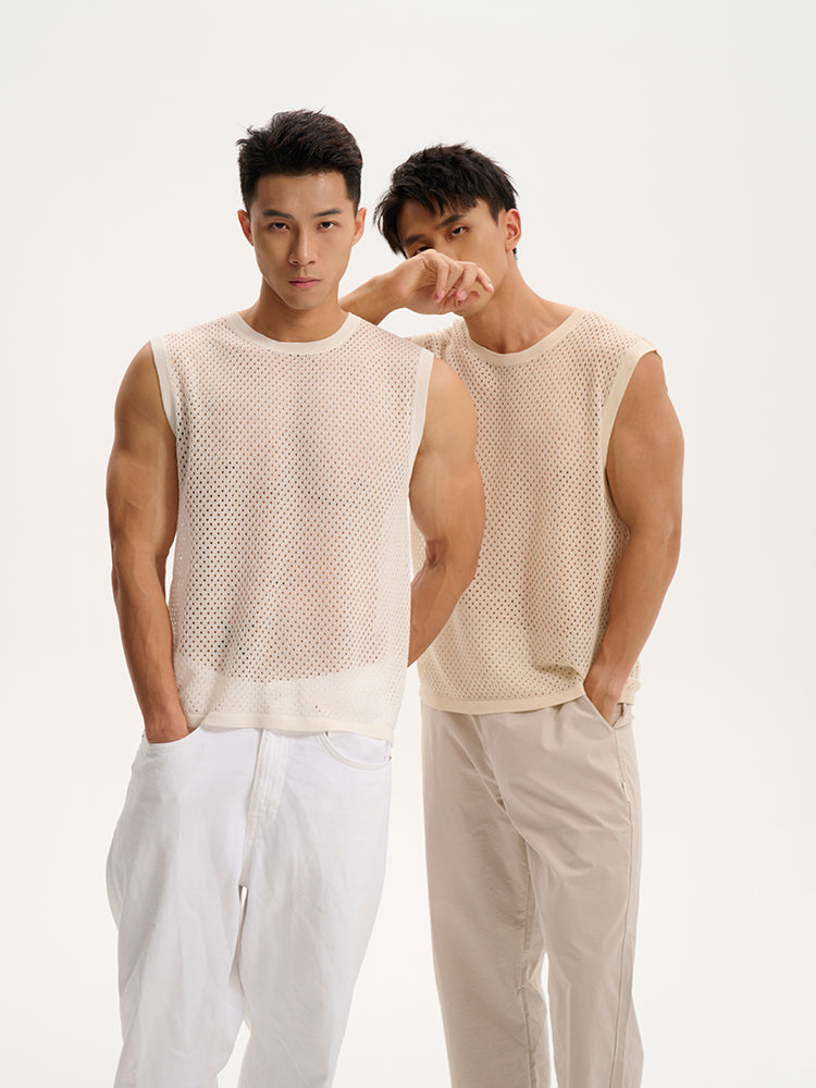 Breathable Mesh Tank UPRO-1015 (White/Apricot )