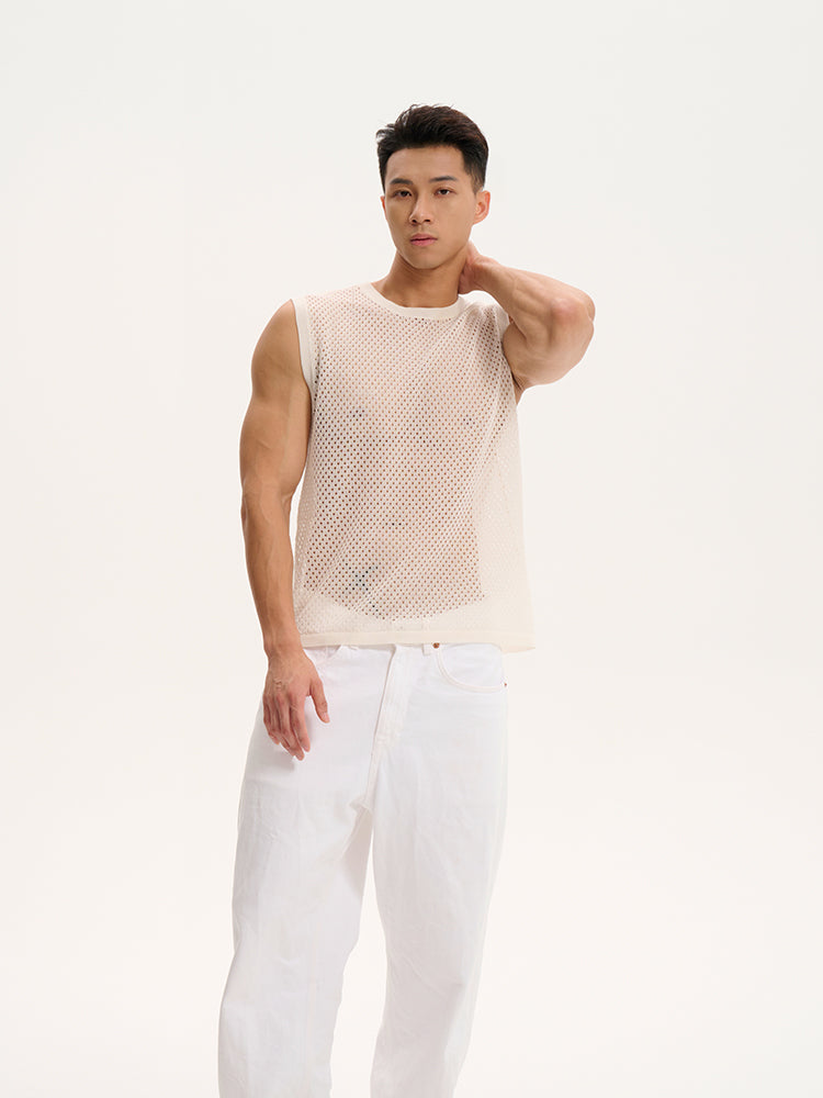 Breathable Mesh Tank UPRO-1015 (White/Apricot )