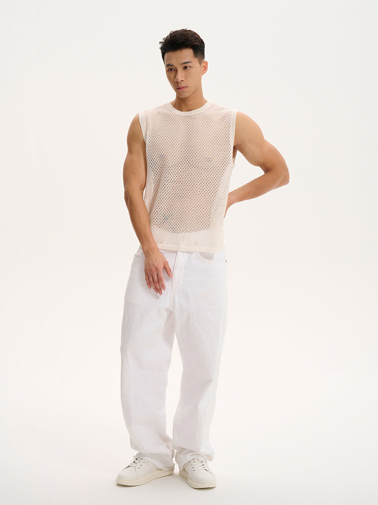 Breathable Mesh Tank UPRO-1015 (White/Apricot )
