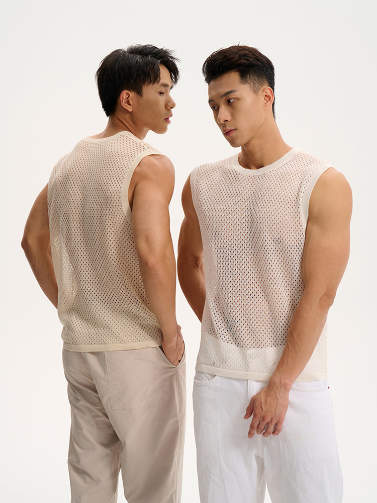 Breathable Mesh Tank UPRO-1015 (White/Apricot )