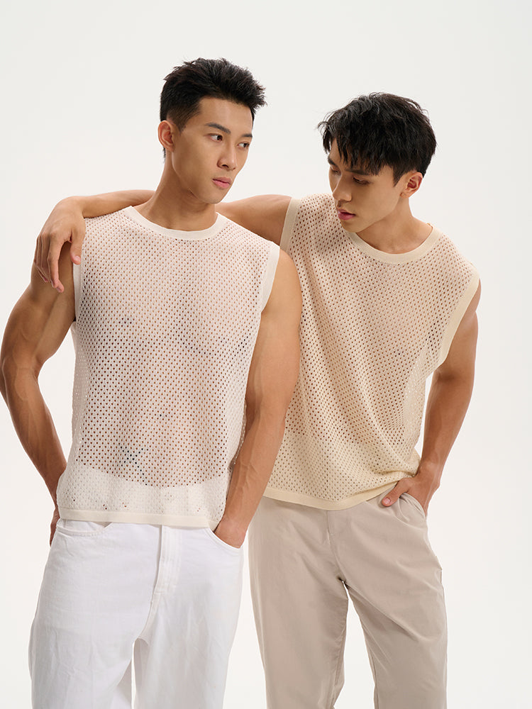 Breathable Mesh Tank UPRO-1015 (White/Apricot )