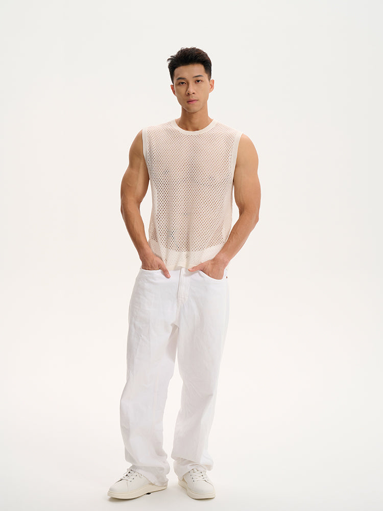Breathable Mesh Tank UPRO-1015 (White/Apricot )