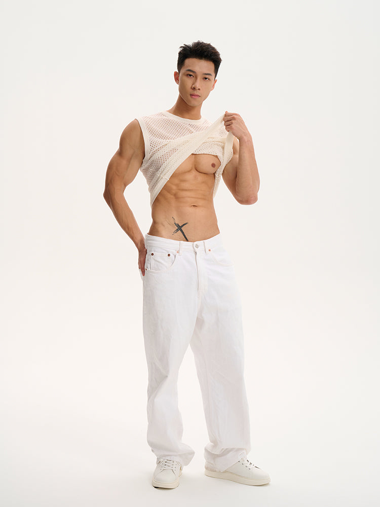 Breathable Mesh Tank UPRO-1015 (White/Apricot )