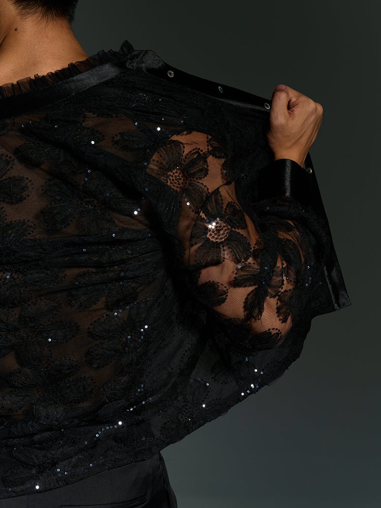 Baroque floral shirt UPRO-1018 (Black)