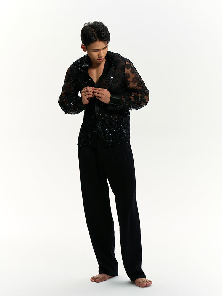 Baroque floral shirt UPRO-1018 (Black)