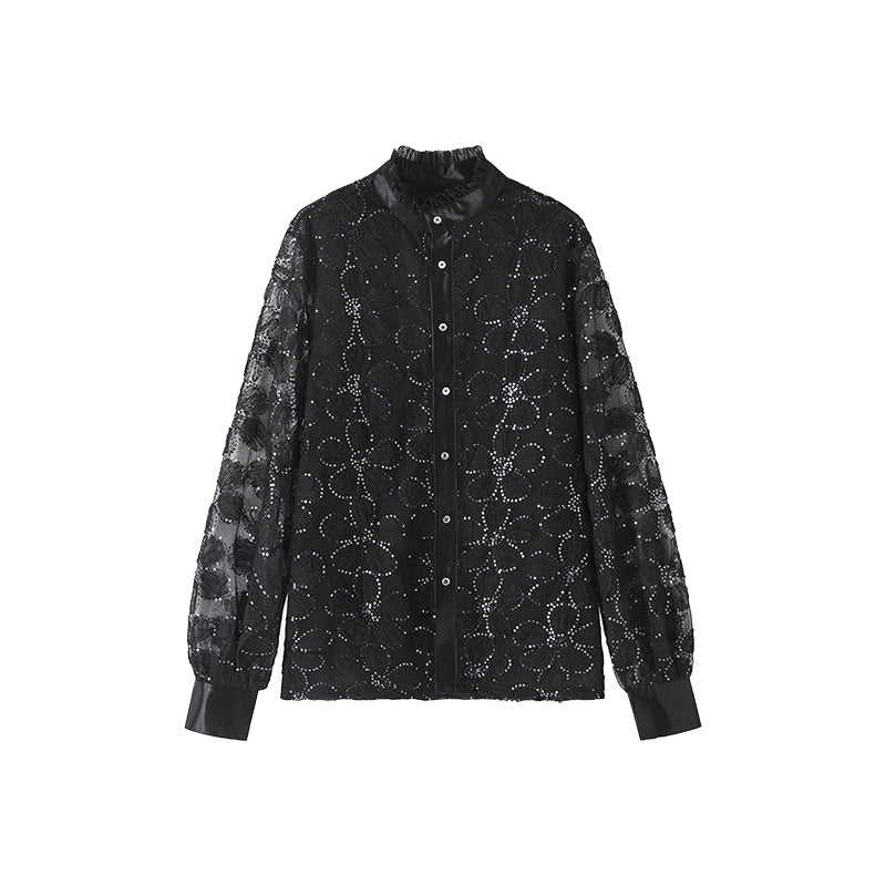Baroque floral shirt UPRO-1018 (Black)