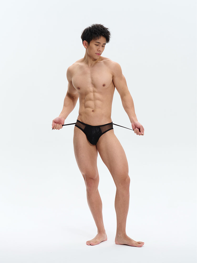 Lace Ribbon Bikini Briefs UPRO-AAS14008(Black)