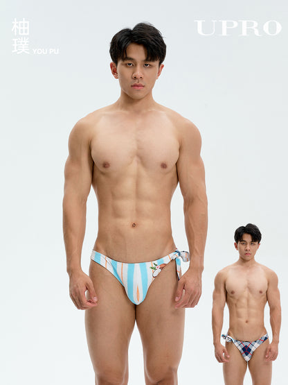 Men's Triangle Tie Side Swim Briefs, Reversible Bikini Swimwear for VacationUPRO-18105