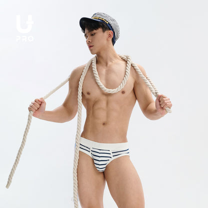 Men's blue striped triangle briefs UPRO-AAS10070