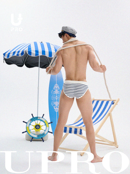 Men's blue striped triangle briefs UPRO-AAS10070