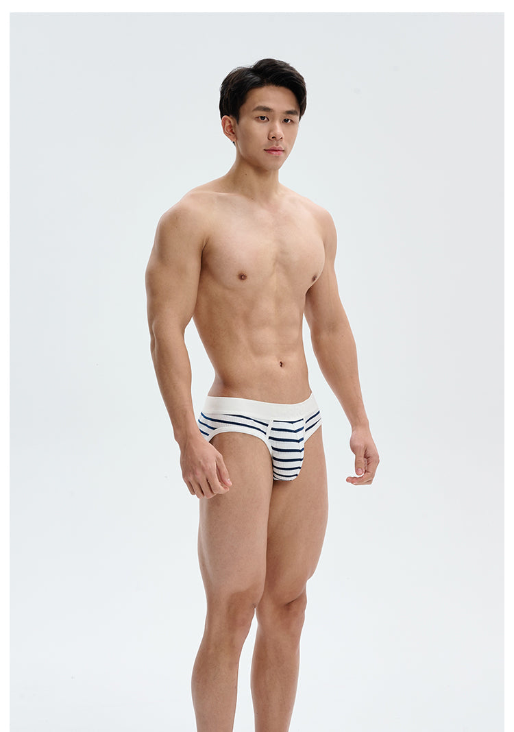 Men's blue striped triangle briefs UPRO-AAS10070