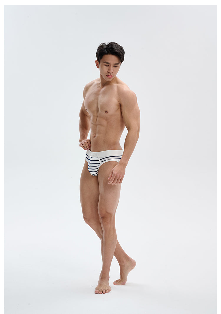 Men's blue striped triangle briefs UPRO-AAS10070