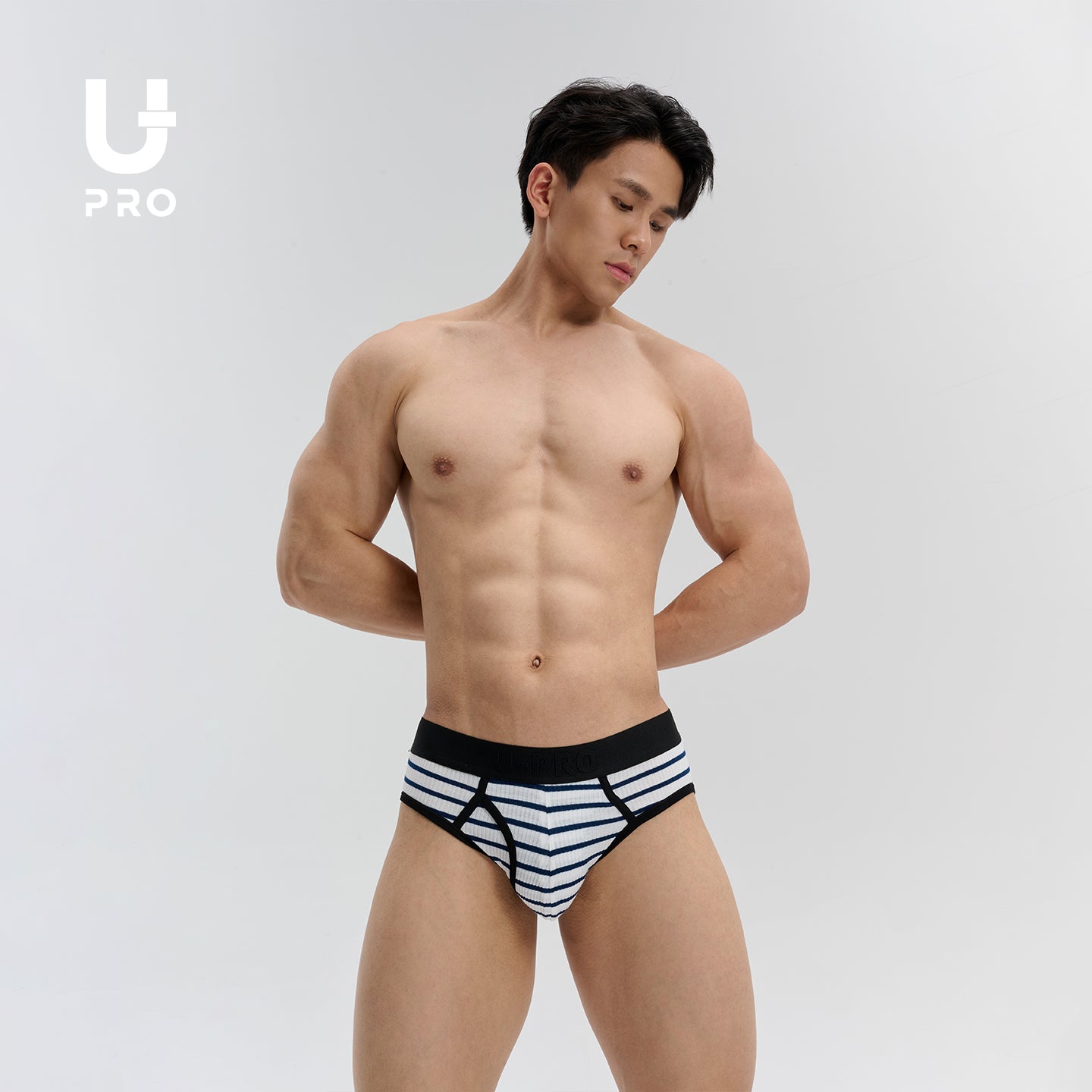 High-elastic triangle briefs with black triangular striped waistband UPRO-10085