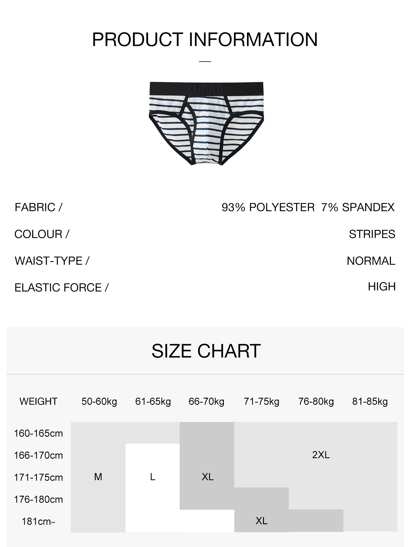 High-elastic triangle briefs with black triangular striped waistband UPRO-10085