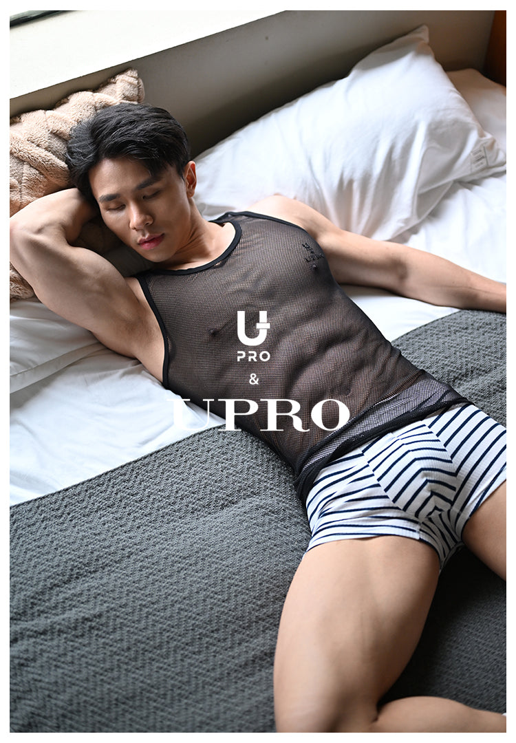 Men's blue striped boxer briefsUPRO-11077