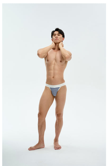 Blue & Black Striped Men's Double G-String UnderwearsUPRO-13108