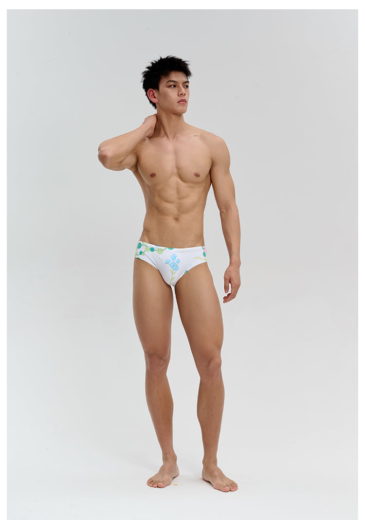 High‑Stretch Triangle Swim Briefs with Stephania Erecta Plant PrintUPRO-18083