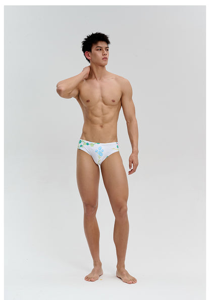 High‑Stretch Triangle Swim Briefs with Stephania Erecta Plant PrintUPRO-18083