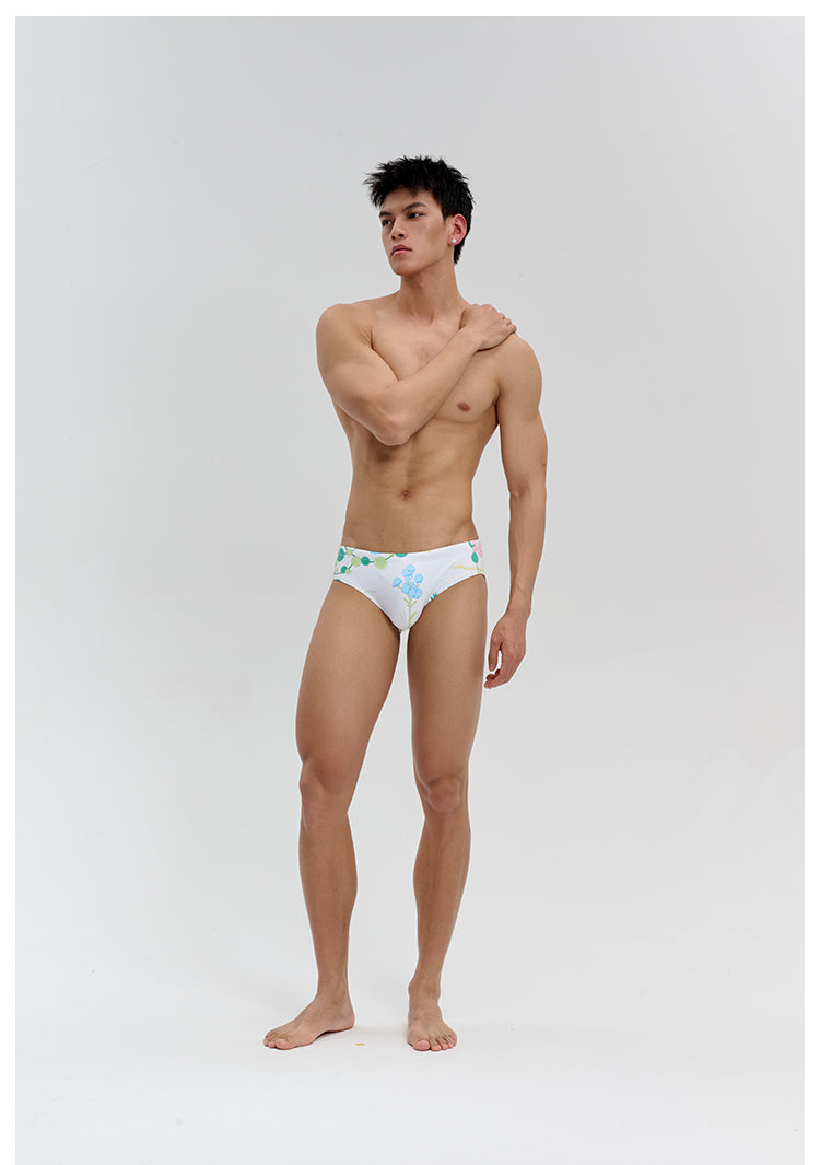 High‑Stretch Triangle Swim Briefs with Stephania Erecta Plant PrintUPRO-18083
