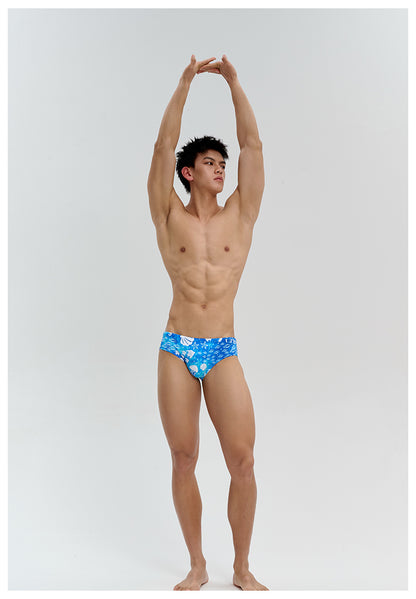 Men's swim trunks with shell & marine life prints UPRO-18087