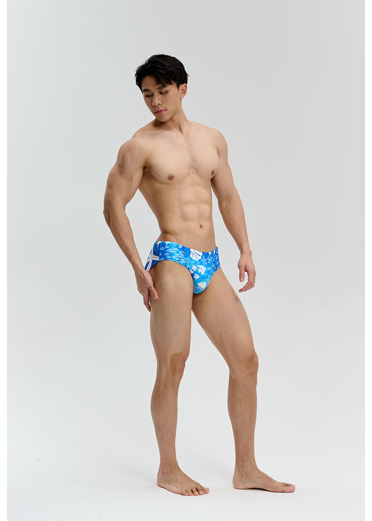 Men's swim trunks with shell & marine life prints UPRO-18087