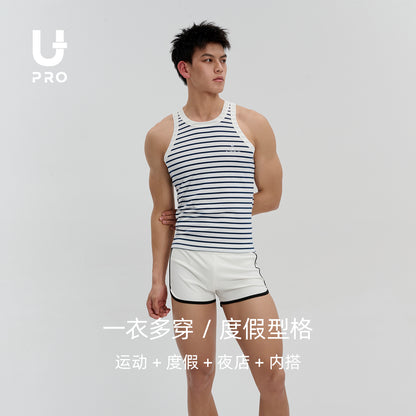 Sports vest with threaded blue stripesAAS-20090