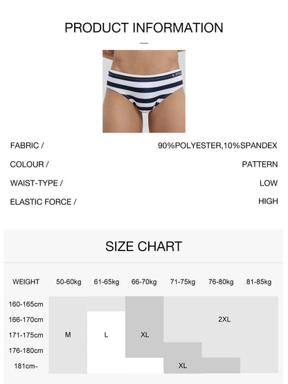 Men's Triangle Swim Trunks, Black‑and‑White Striped in Sailor‑Stripe StyleUPRO-18079