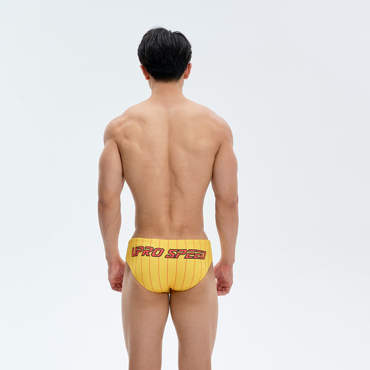 Men's Yellow Striped American Print Triangle Swim BriefsUPRO-18104